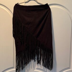 Shyanne Asymmetrical Black Fringe Skirt